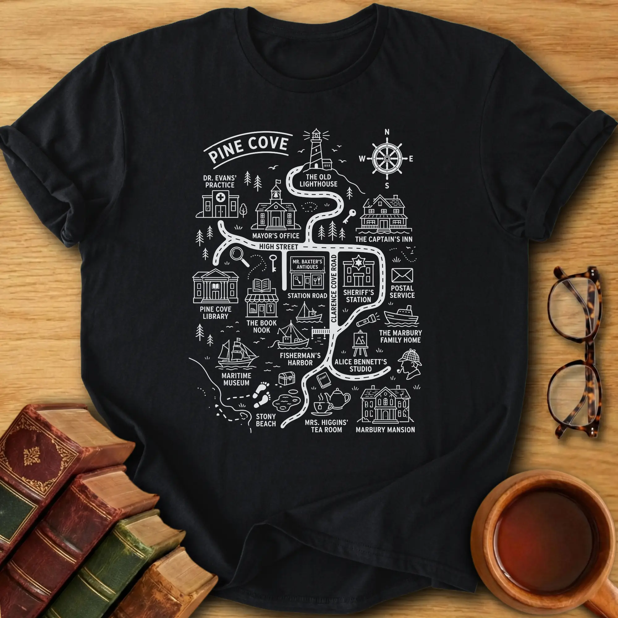 Pine Cove Mystery Map T-Shirt