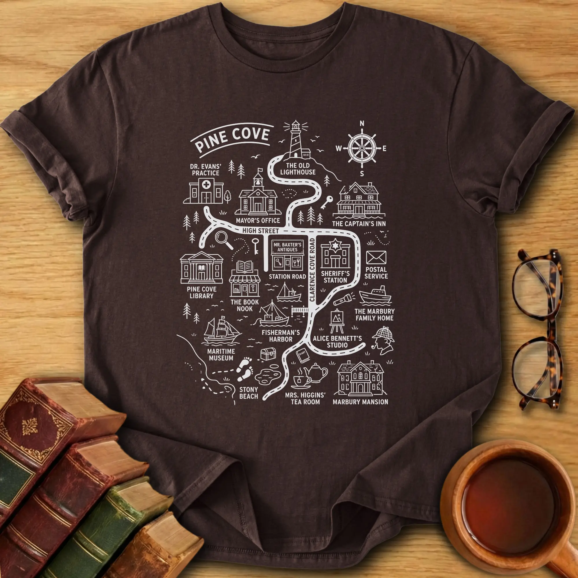 Pine Cove Mystery Map T-Shirt